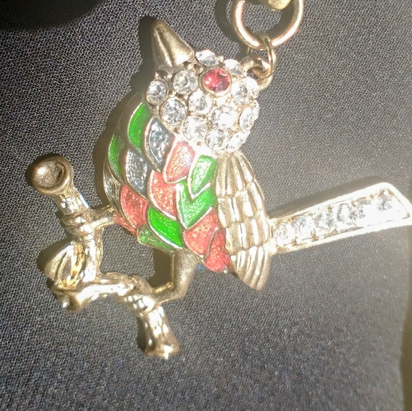 Lovely Brushed Brass Bookmark - Shepard's Hook w/ Cloissane Bird - Picture 4 of 6